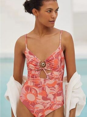 Beach Riot Leonie Anthropologie  Cutout One-Piece Swimsuit with Sun Medallion M